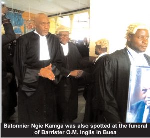 Batonnier Ngie Kamga was also spotted at the funeral of Barrister O.M. Inglis in Buea