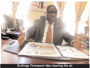 Dr.Kinge Thompson Njie clearing the air 