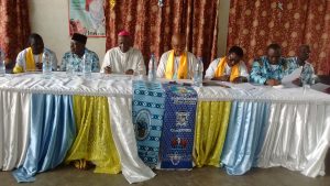 Bishop Bushu flanked by CMA executive members at Annual General Assembly in Muyuka