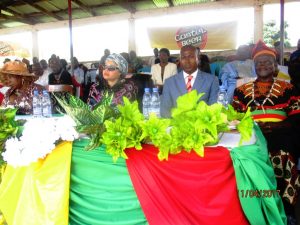 CAMES Chair¸ Minister Fame Ndongo flanked by Prof Mbatchi Bertrand, Rectors, others