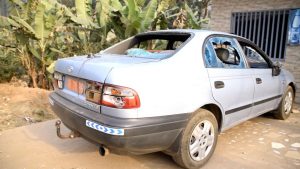 Battered vehicle at a victim’s home