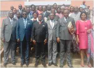 Speakers from MINEPAT, MINFI, MINMAP pose with Minister Fame Ndongo and collaborators