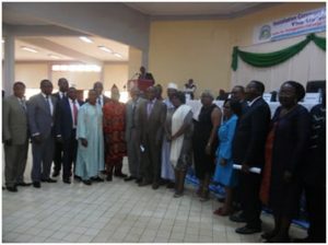 Newly installed officials pose with the VC and other administrative colleagues