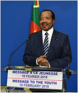 President Biya addressing the youths on the eve of the National Youth Day