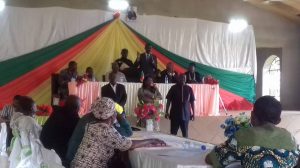 (L-R) Kenneth Nanji Ene, Mme Ndiba Margaret and Mr Njio Clement , newly elected executives of Ekondo Titi council