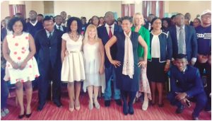 Participants pose with guest speakers; Nathalie Nkembu, Regina Huber, Monica McCoy