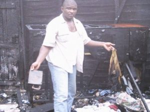 The remains of Ngubure Akama Misodi production set burnt by military. 