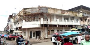 The imposing structure housing Joshua Osih’s campaign headquarters