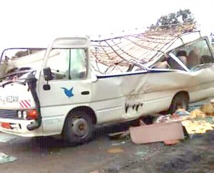 One of the four buses destroyed by separatists