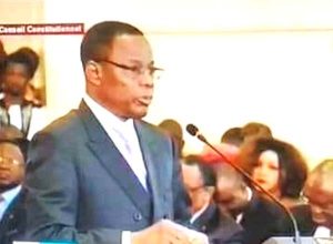 Candidate Maurice Kamto addressing Constitutional Council President, 