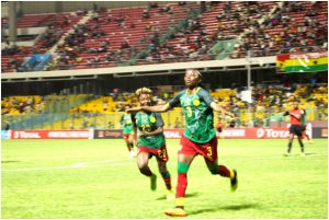 Njoya Ajara celebrates her winning goal against Mali