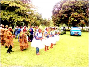 Dance group from West Region displaying during ceremony 