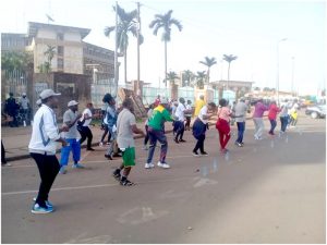 CSPH staff in keep fit exercise 