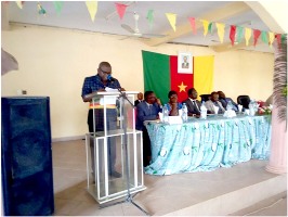 Tiko council mayor, Moukondo Daniel addresses councillors and others at session 