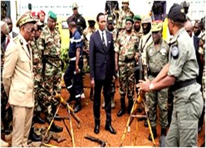  Minister Joseph Beti Assomo, Defence Minister in company of other administrators meets with defence forces in the North West region, 