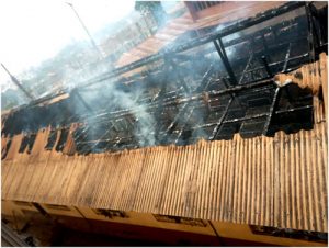 Part of damaged roof by fire at EMIA dormitory