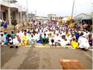 Muslim faithful during prayer session at  New Town Limbe 