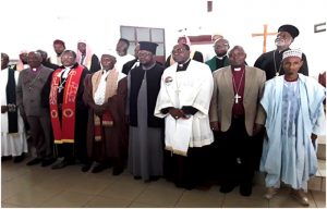 Religious leaders pose after inter religious service in Buea 