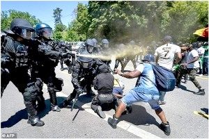 Anti-Biya protesters being dispersed by Swiss police on June 29