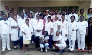  Medical Personnel pose at the close of the Brain  week at the Buea Regional Hospital