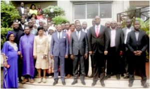 SG of Ministry of Mines, Fru Jonathan flanked by participants