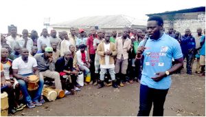 CEO, Spencer Teke talking to prisoners at the Buea Central Prison during second anniversary celebration 