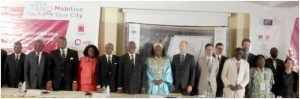 Participants pose with Ministers Celestine Ketcha Courtes,  Henri Eyebe Ayissi, Sec of State, Marie Rose Dibong etc 