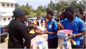 NW Gov. hands gifts of Cameroon Platinum Congo to internally displaced students in Bamenda