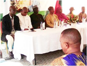 NIMC head of Delegation (extreme left), Buea and Douala Consuls-General (M)  and Community leaders from Bamenda and Kumba (extreme )