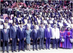  Medical doctors pose with Minister of State,  Prof Jacques Fame Ndongo, other officials