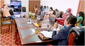  Public Works Minister, Emmanuel Nganou Djoumessi granting the video conference audience 